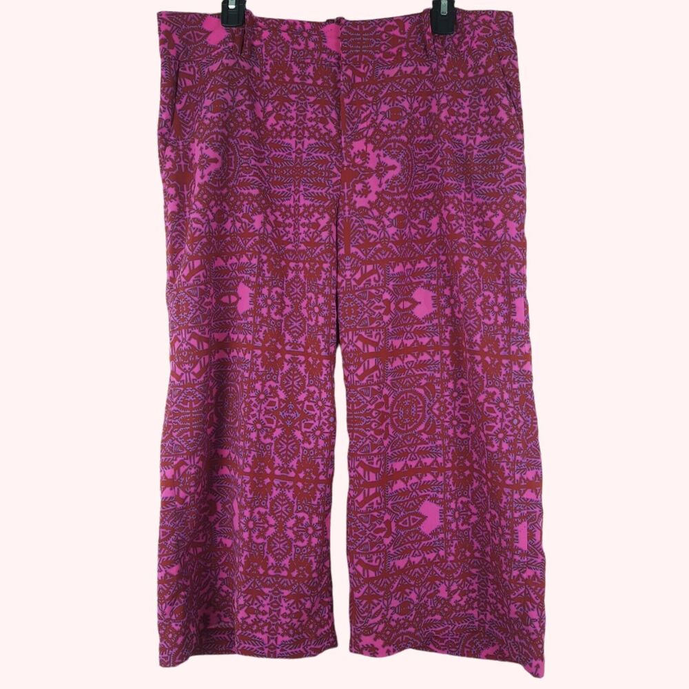 Coldwater Creek Natural Fit Women Pink Crop Pants Lightweight Wide Legs Size 12